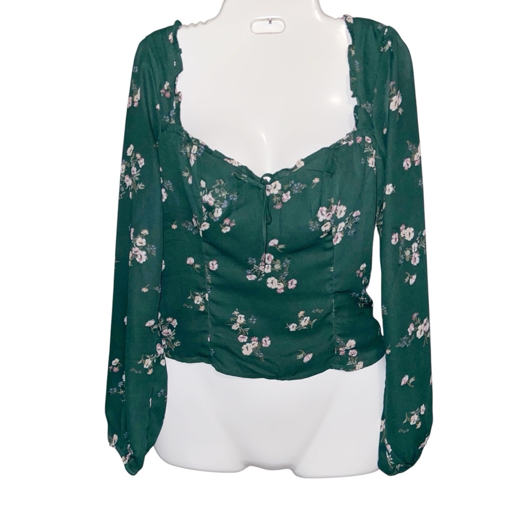 Abercrombie & Fitch Top Womens Small Floral Crop Forest Fairy Festival Peasant
